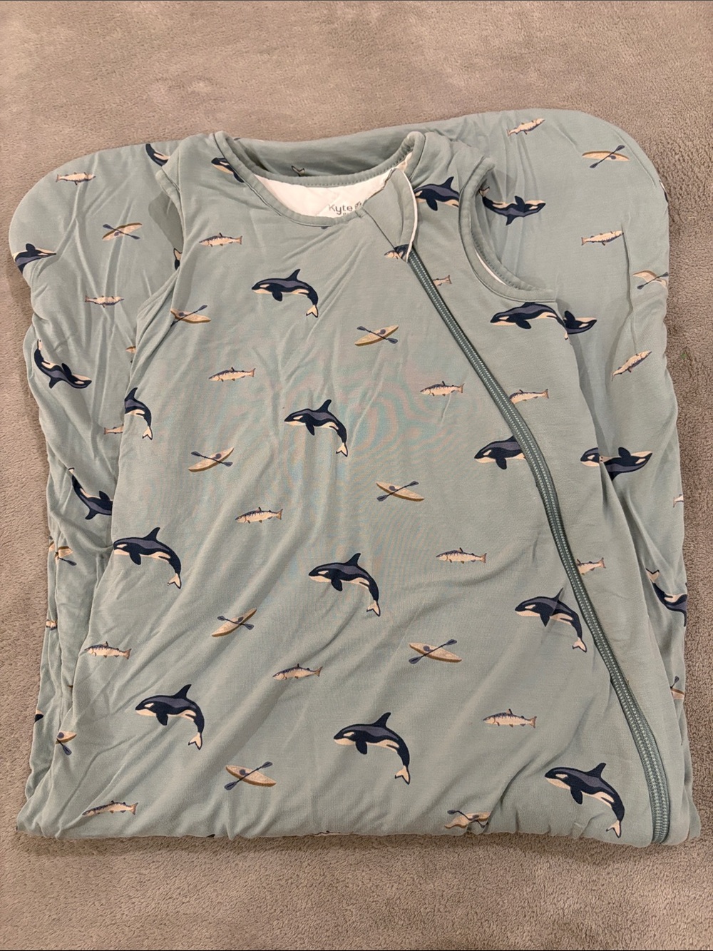 Kyte BABY Light Seafoam Orca & Kayak Print Sleep Sack